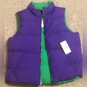 Ralph Lauren Reversible Down Zip Vest Large Girls Vibrant Purple